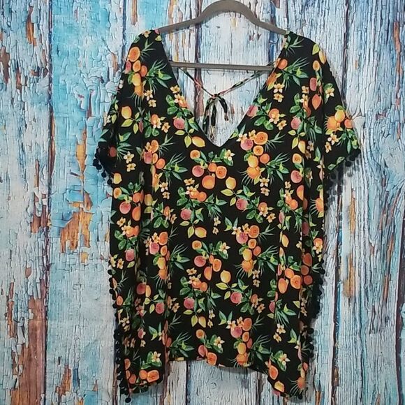 BEACH Swim Coverup Oranges print - Picture 1 of 8